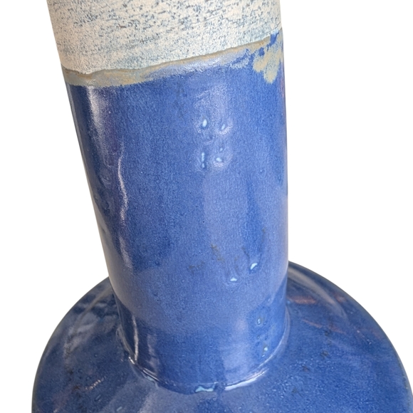 Vintage Mid-Century Modern Blue Art Pottery Vase / Candleholde/Ashtray - Picture 8 of 16